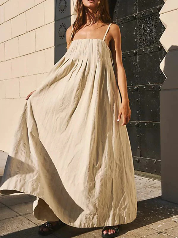fotobeyou White Cami Big Swing Boho Maternity Baby Shower Maxi Dress