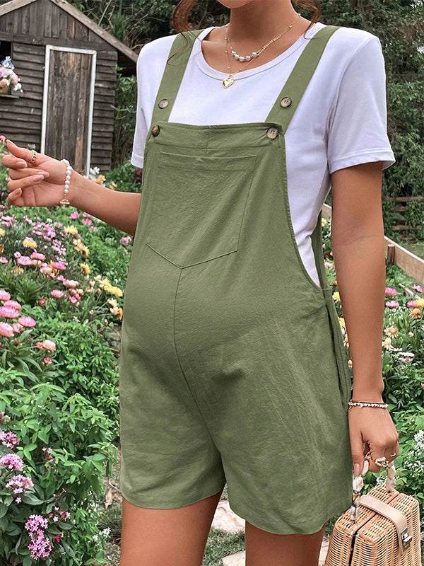 fotobeyou Pockets Buttons Adjusted Daily Casual Fashion Waist Overall Pants Maternity Jumpsuit