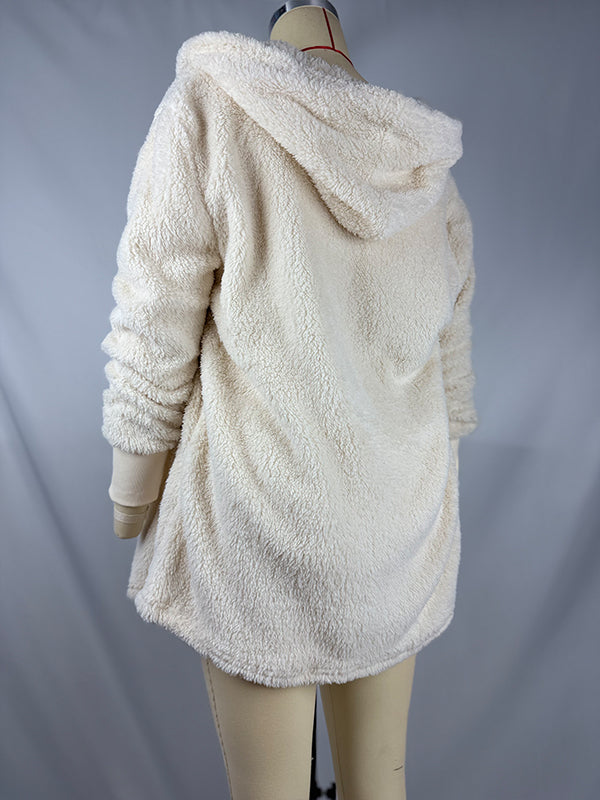 fotobeyou Ivory Three-piece Cozy Knit Set Plus Size Crop Top Cardigan Fluffy Loungewear Casual Daily Maternity Outfit