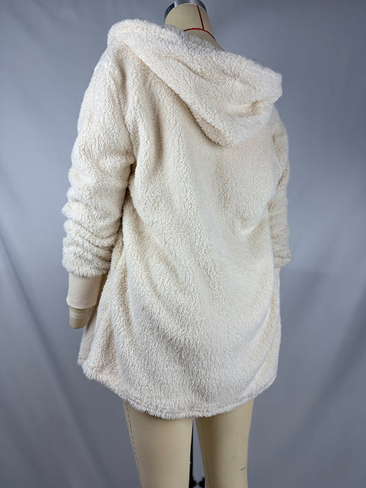 fotobeyou Ivory Three-piece Cozy Knit Set Plus Size Crop Top Cardigan Fluffy Loungewear Casual Daily Maternity Outfit