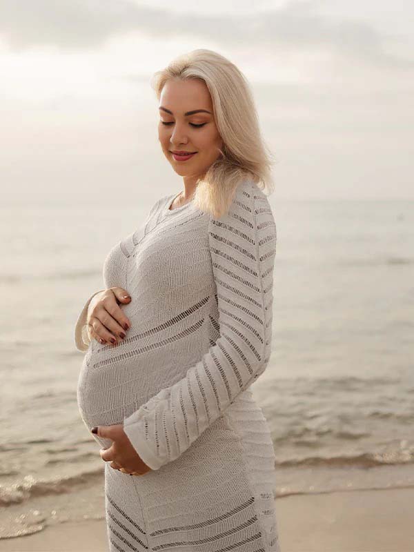 fotobeyou Grey White Striped Cut Out Sheer Bodycon Elegant Photoshoot Baby Shower Maternity Maxi Dress