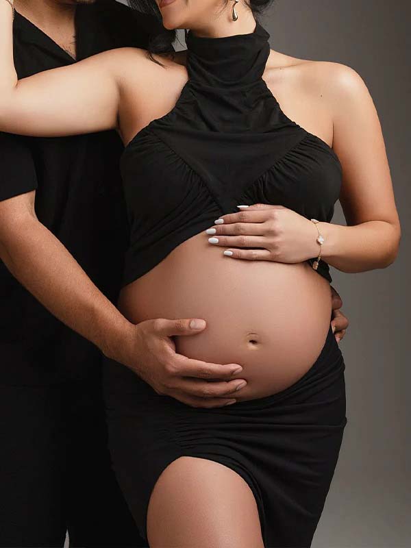 fotobeyou Side Slit Halter Neck Two Piece Maternity Photoshoot Maxi Dress