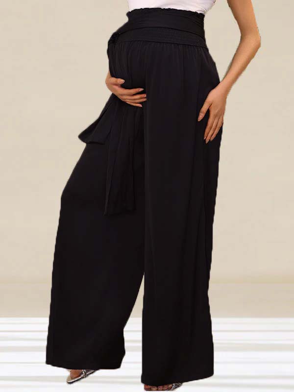 fotobeyou Drawstring Wide Leg Palazzo Pants Maternity Other Bottoms
