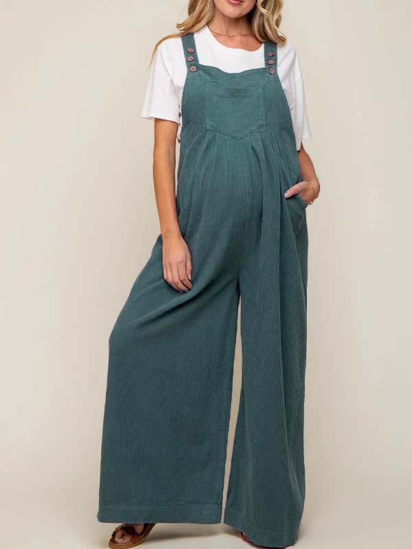 fotobeyou Buttons Pockets Daily Going out Maternity Jumpsuits