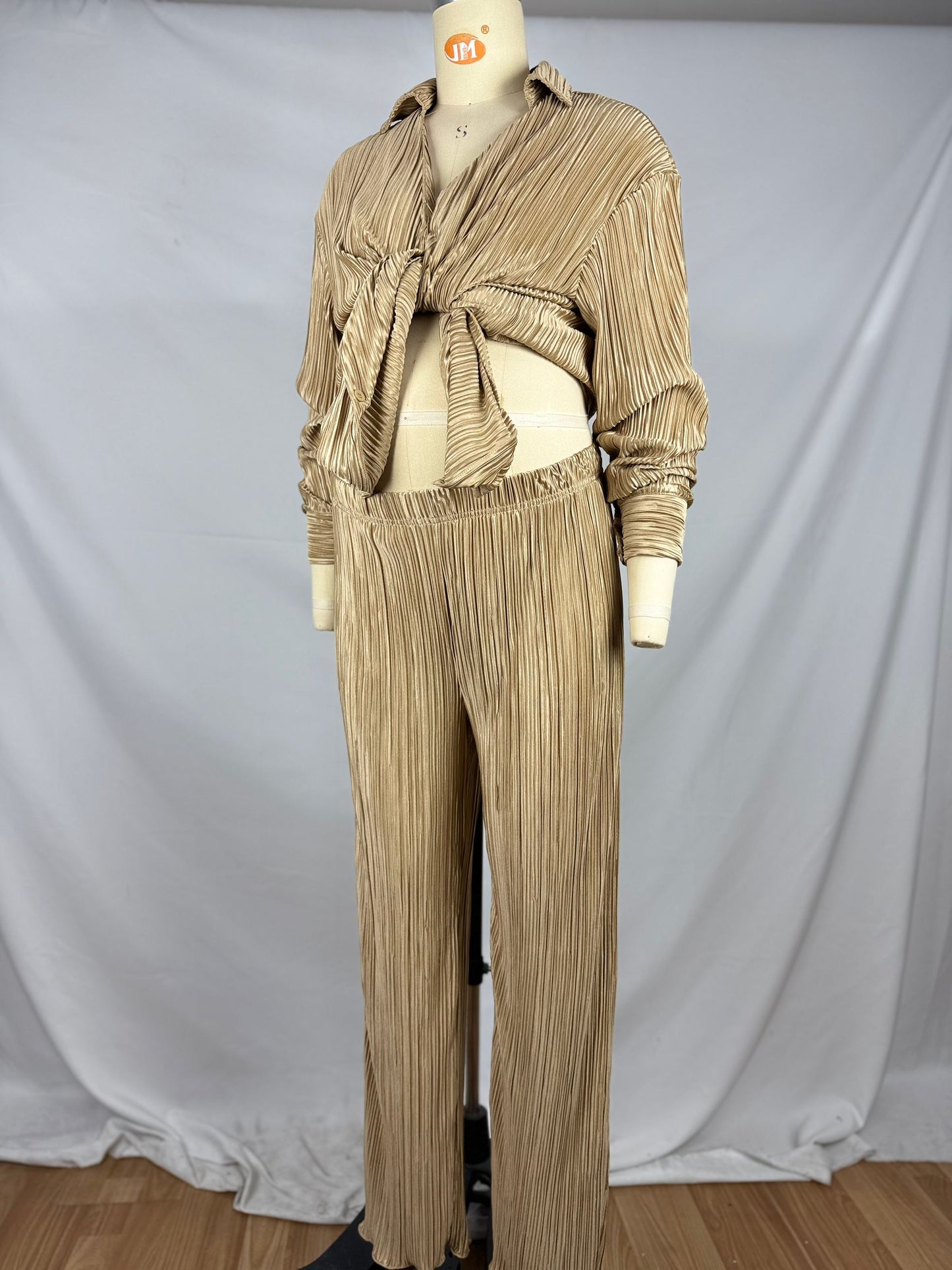 fotobeyou Khaki Buttons Pleat Bell Bottom Jeans Daily Two Piece Going out Maternity Photoshoot Homewear