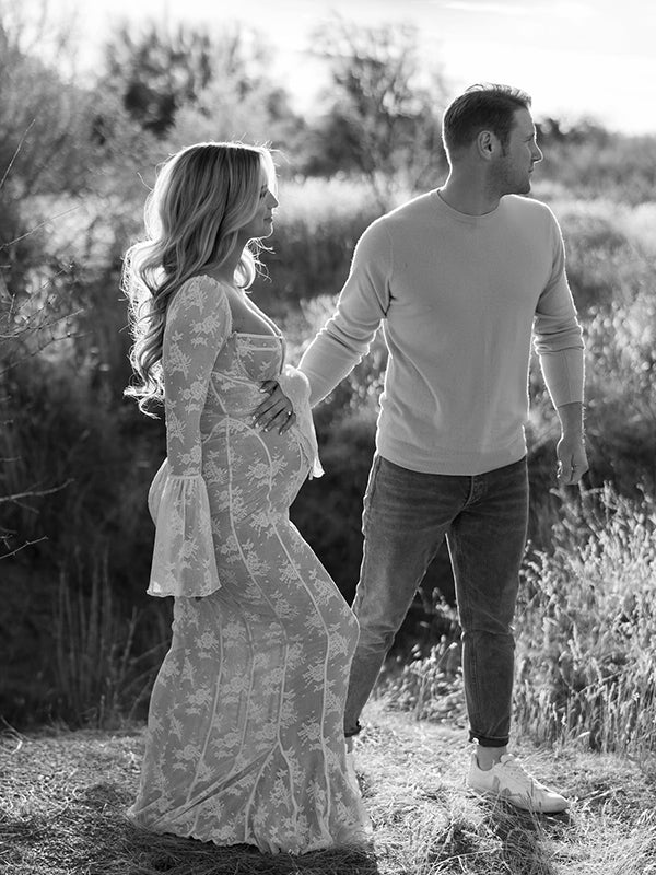 fotobeyou White Lace Corset Square Neck Flare Sleeve Off Shoulder Bodycon Elegant Cocktail Party Maternity Baby Shower Photoshoot Maxi Dress