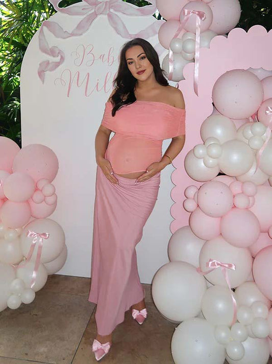 fotobeyou Mesh Patchwork Off Shoulder Ruched Cut Out Bodycon Elegant Cocktail Party Maternity Baby Shower Maxi Dress