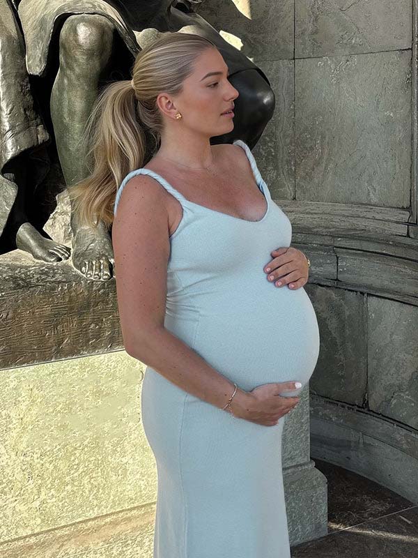 Blue Backless Cami Mermaid Maternity Baby Shower Maxi Dress