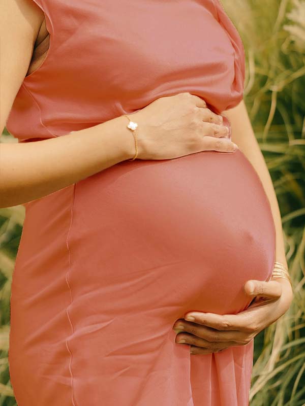 Pink Satin Asymmetric Shoulder Elegant Maternity Photoshoot Maxi Dress
