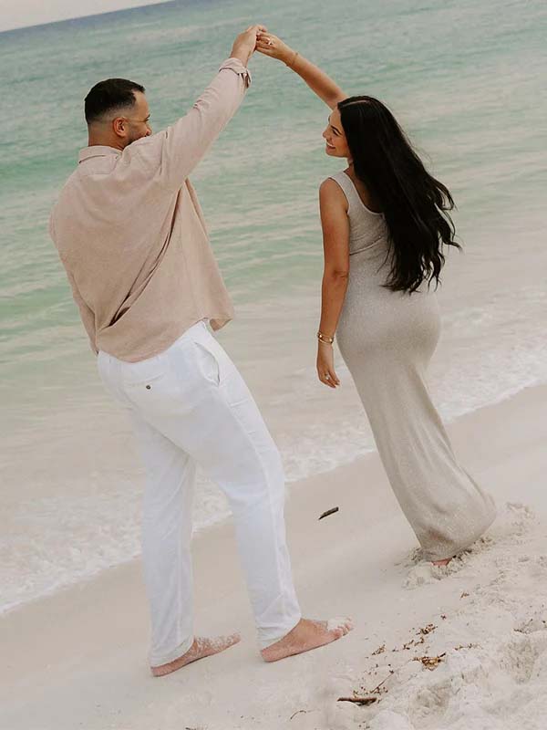 fotobeyou Knit Shell Pearl Pattern Sparkly Photoshoot Maternity Maxi Dress
