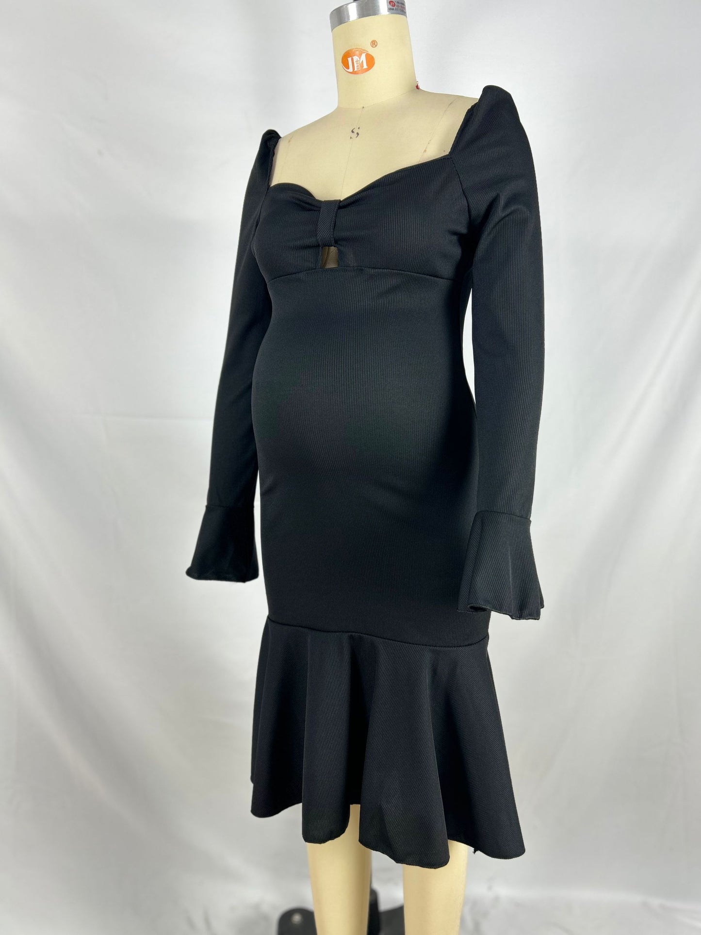 fotobeyou Bowknot Mermaid Bell Sleeve Ceremony Going out Maternity Maxi Dress