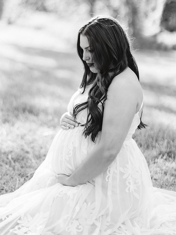 fotobeyou White Lace Boho Specially Maternity Photoshoot Maxi Dress
