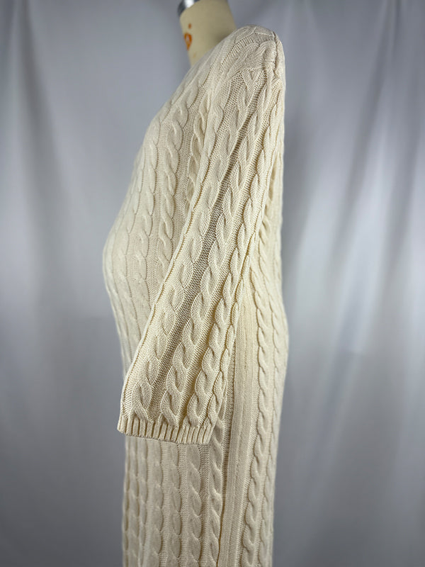 fotobeyou Apricot Knit Ribbed Elegant Going Out Cozy Casual Maternity Sweater Maxi Dress