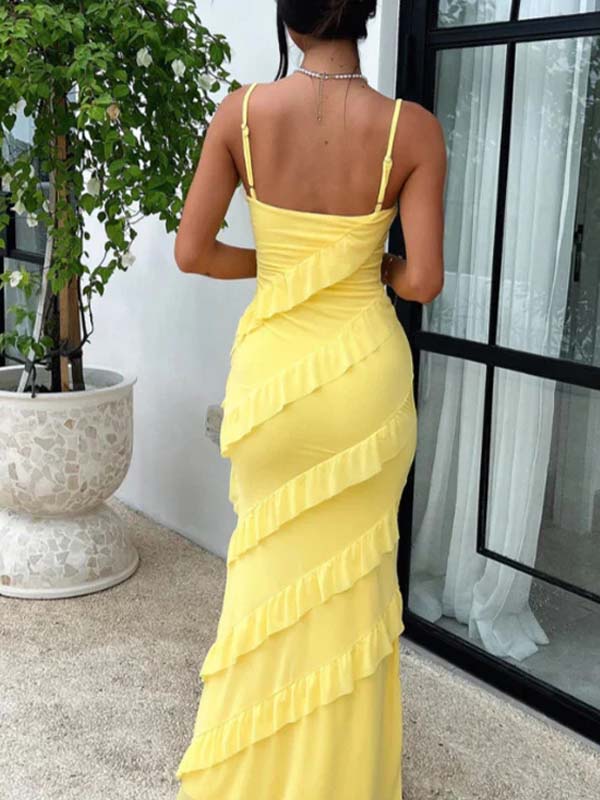 fotobeyou Ruffle Bodycon Baby Shower Maternity Maxi Dress