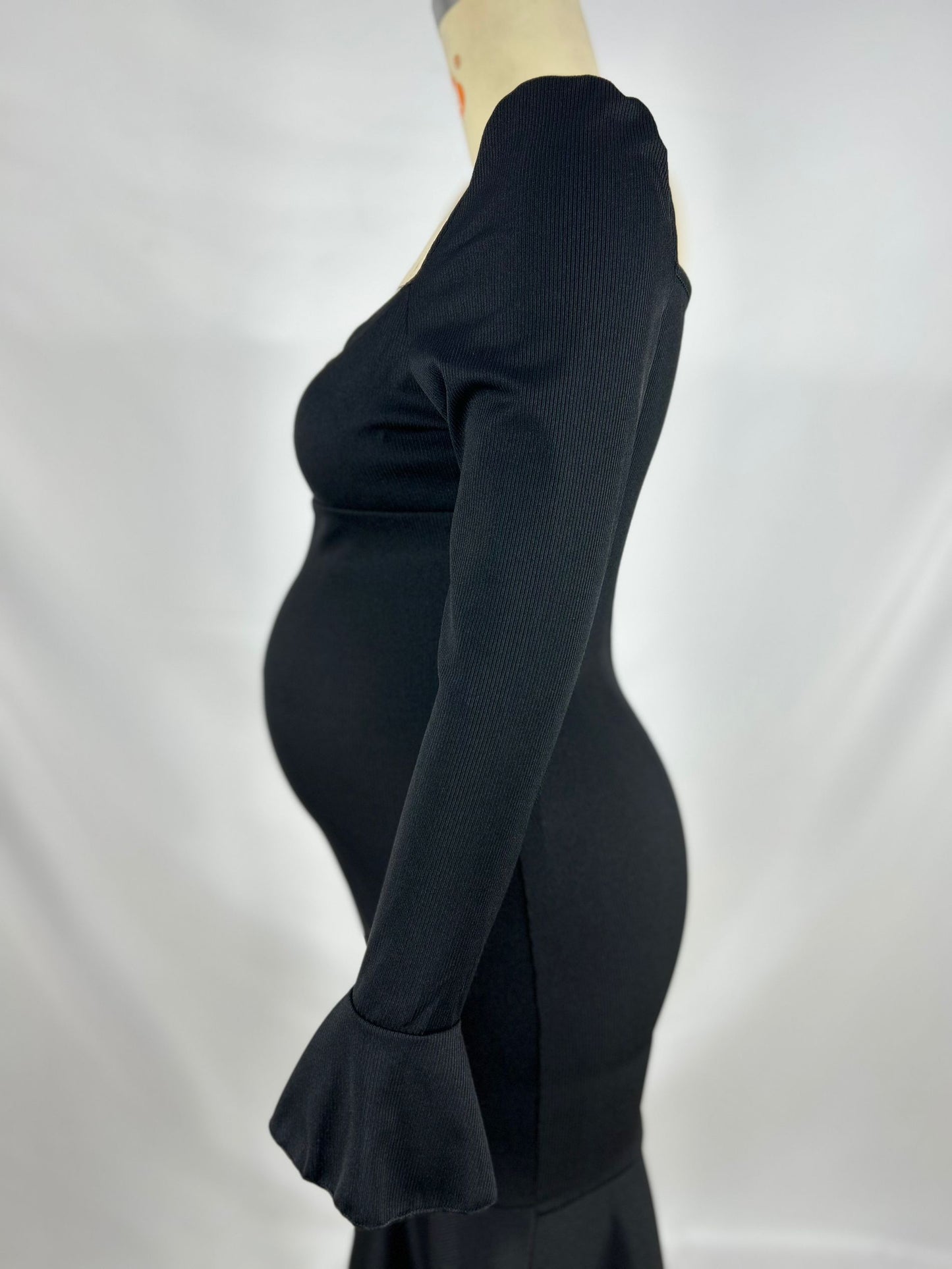 fotobeyou Bowknot Mermaid Bell Sleeve Ceremony Going out Maternity Maxi Dress