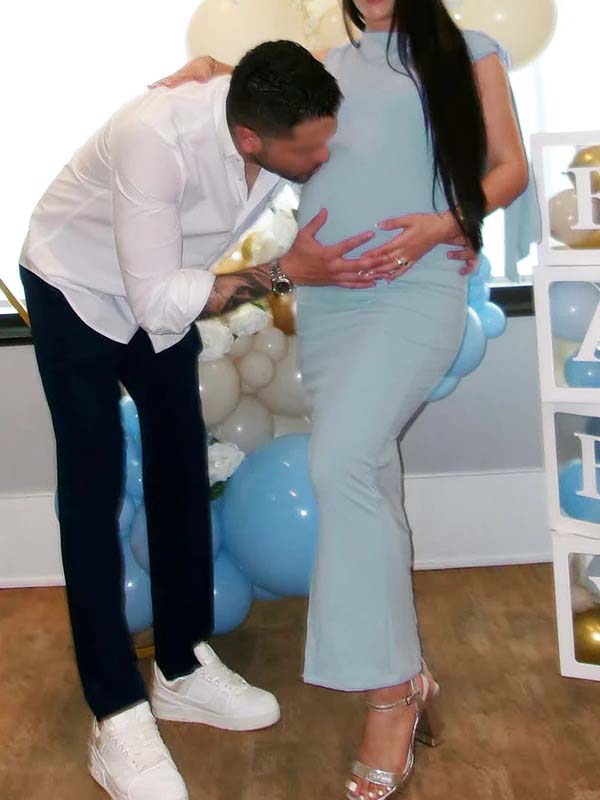 Blue Bowknot One Shoulder Elegant Maternity Baby Shower Maxi Dress