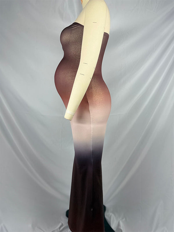 fotobeyou Bandeau Gradient Photoshoot Maternity Maxi Dress