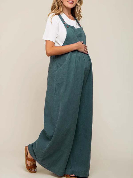 fotobeyou Buttons Pockets Daily Going out Maternity Jumpsuits