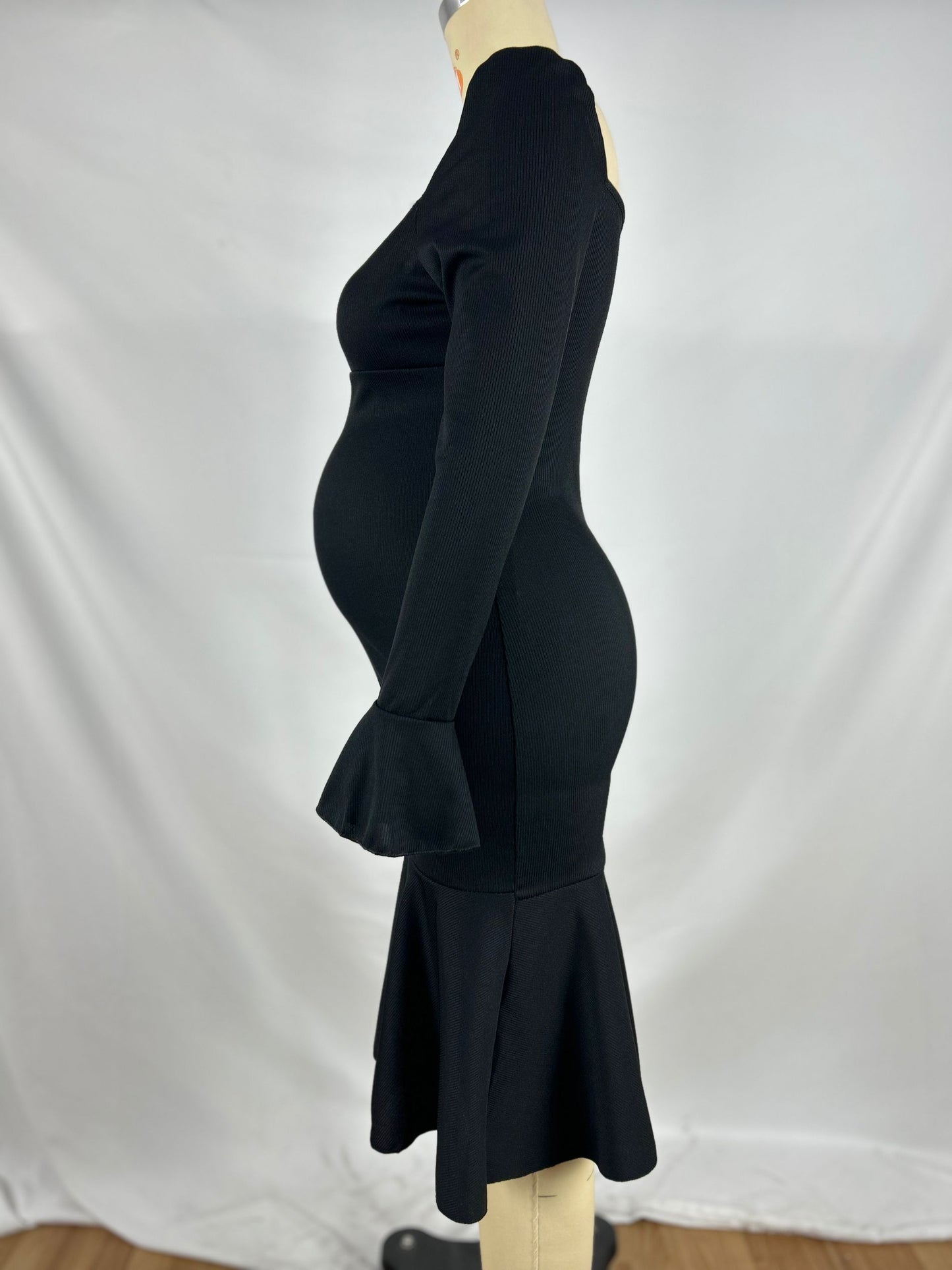 fotobeyou Bowknot Mermaid Bell Sleeve Ceremony Going out Maternity Maxi Dress