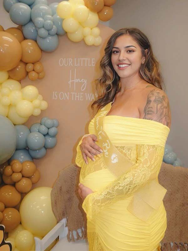 fotobeyou Off Shoulder Lace Ruched Mermaid Baby Shower Maternity Maxi Dress