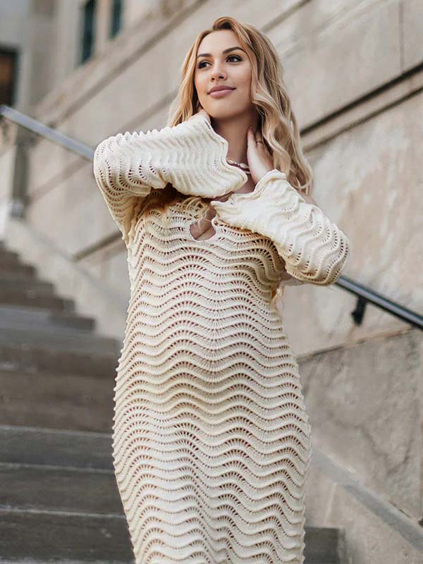 Off Shoulder Crochet Ruffle Cut Out Backless Maternity Maxi Dress