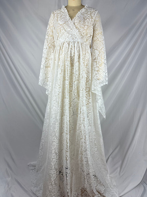 fotobeyou Boho Lace Summer Maternity Dress Perfect for Outdoor Photoshoots