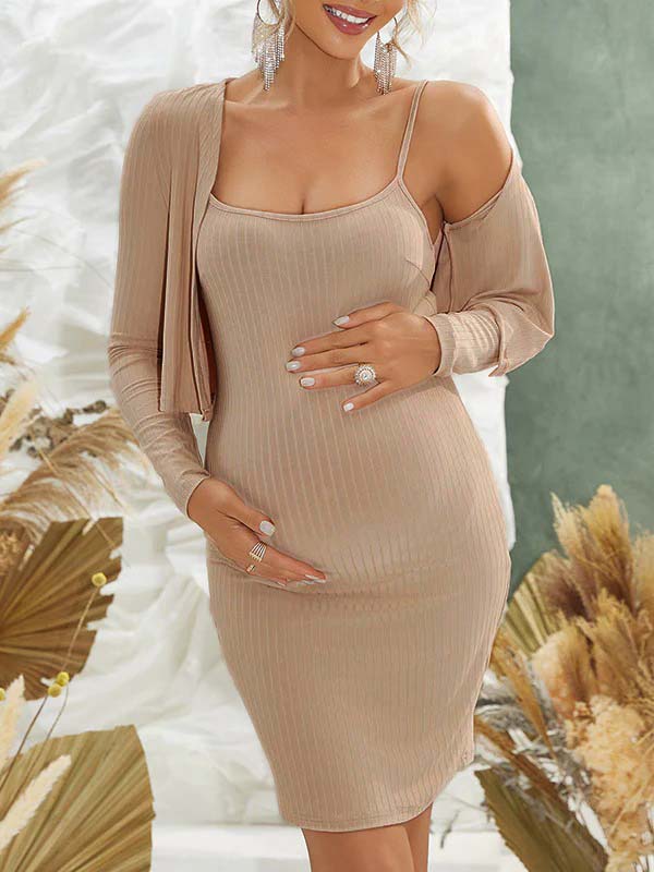 fotobeyou Condole Belt Daily 2-in-1 Bodycon Maternity Mini Dresses