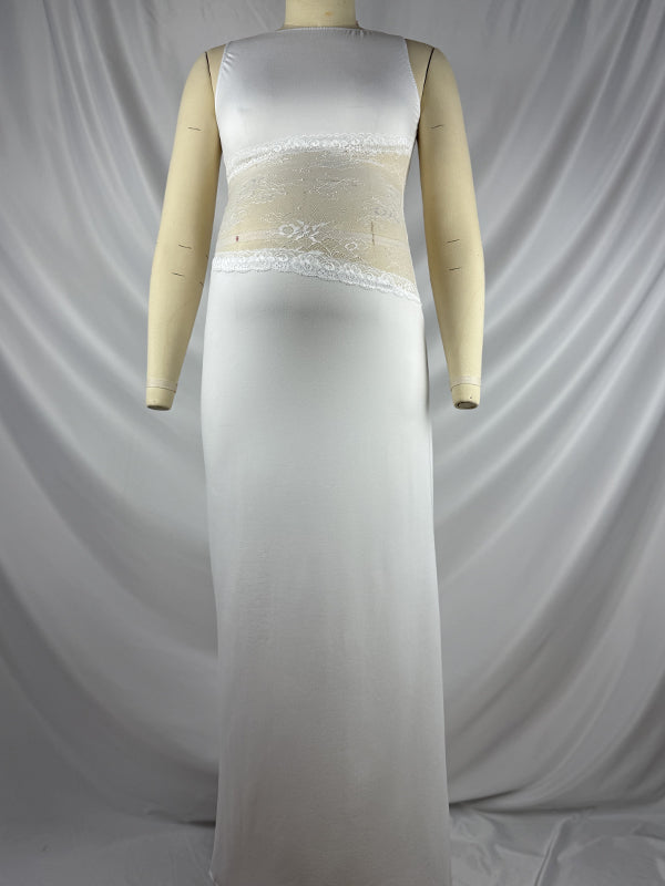 White Splicing Lace Backless Bodycon Maternity Photoshoot Maxi Dress