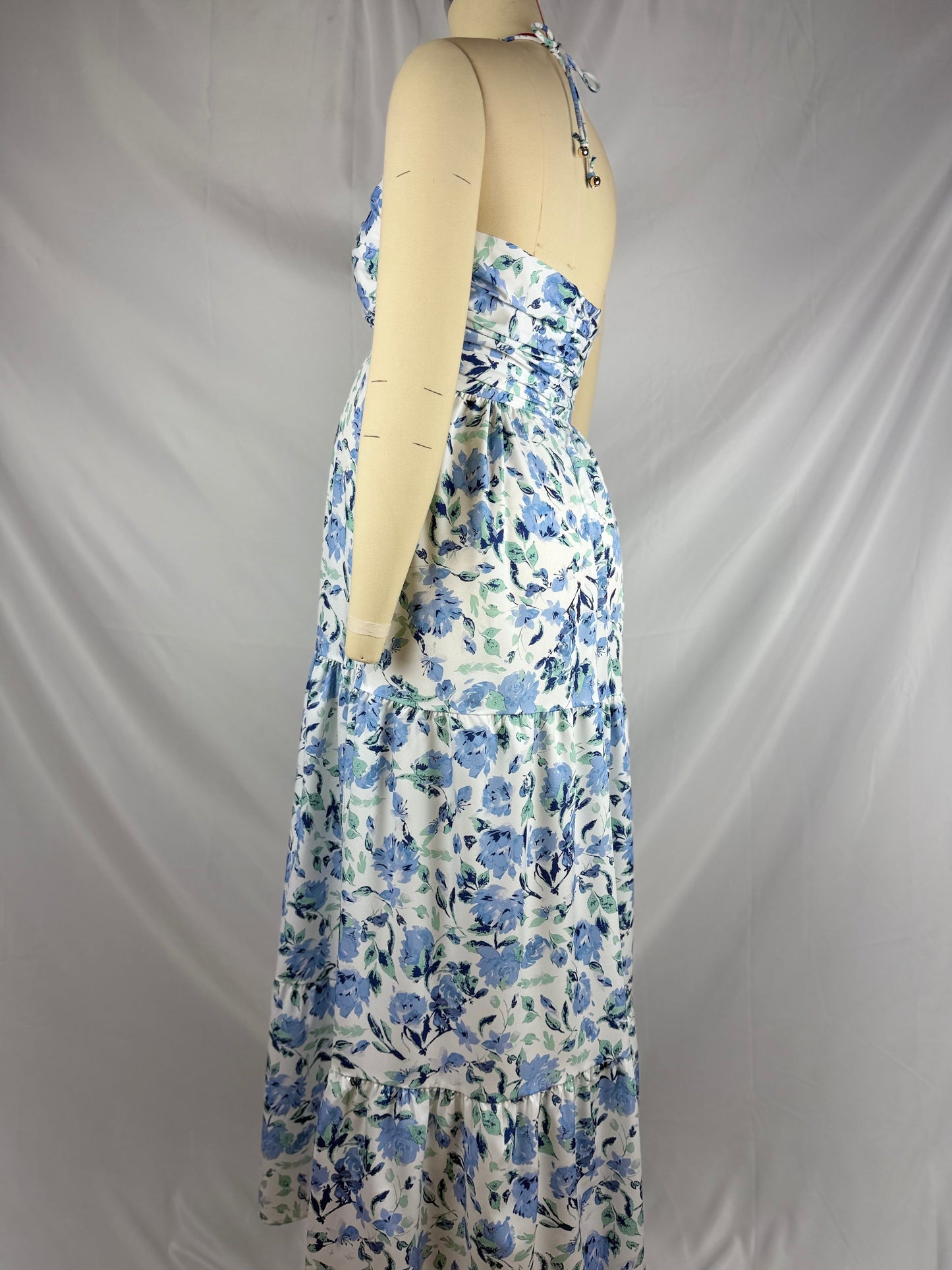 V Neck Spaghetti Strap Maternity Wedding Guest Baby Shower Maxi Dress