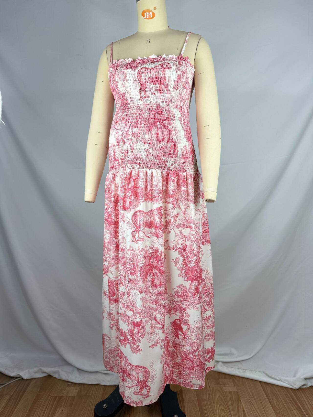 fotobeyou Pink  Printed High Waist Tube Top Smocked  Floral  Maternity Maxi Dress
