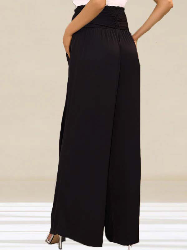 fotobeyou Drawstring Wide Leg Palazzo Pants Maternity Other Bottoms