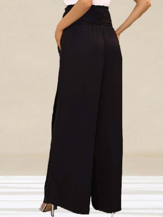 fotobeyou Drawstring Wide Leg Palazzo Pants Maternity Other Bottoms