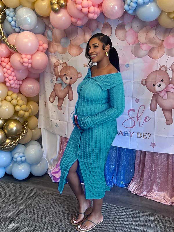 fotobeyou Off Shoulder Single Breasted Mesh Wavy Ruffle Front Slit Bodycon Elegant Going Out Maternity Baby Shower Maxi Dress