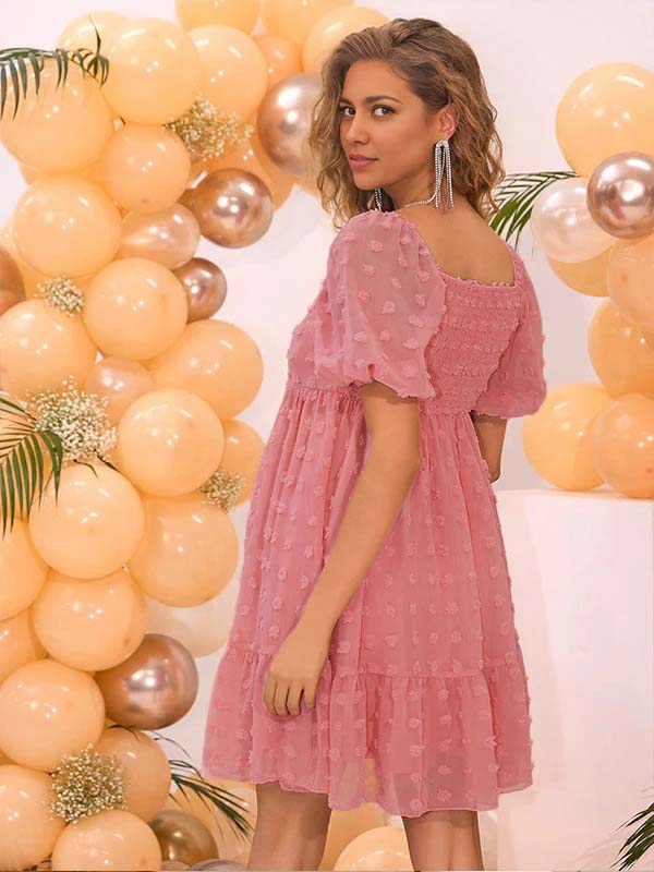 fotobeyou Ruffle Peplum Polka Dot Maternity Mini Dresses