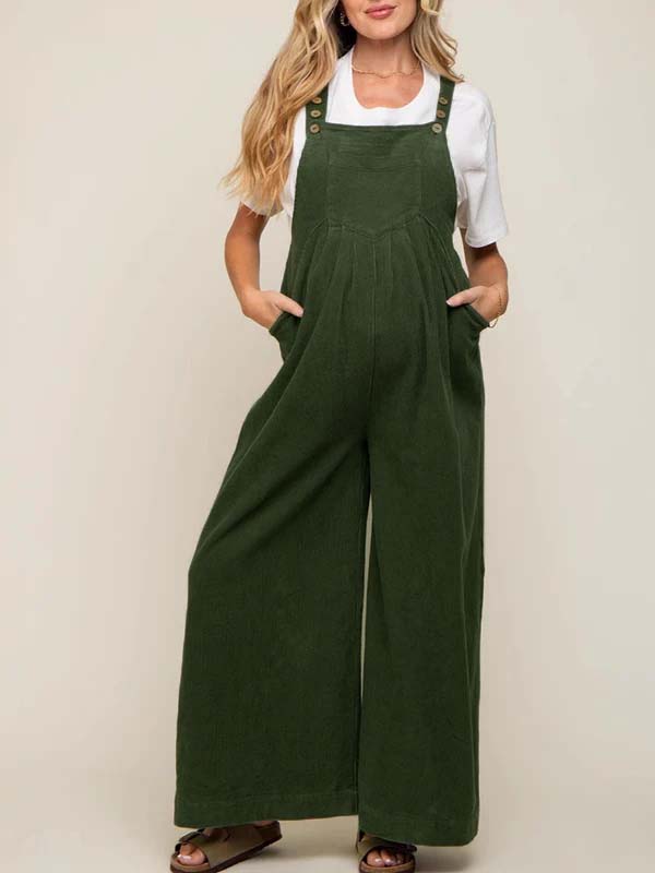 fotobeyou Buttons Pockets Daily Going out Maternity Jumpsuits