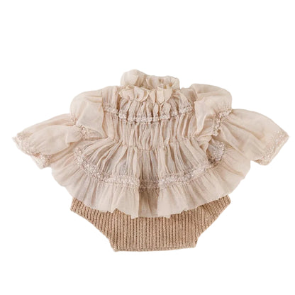 Beige Pleated Chiffon Newborn Photography Set