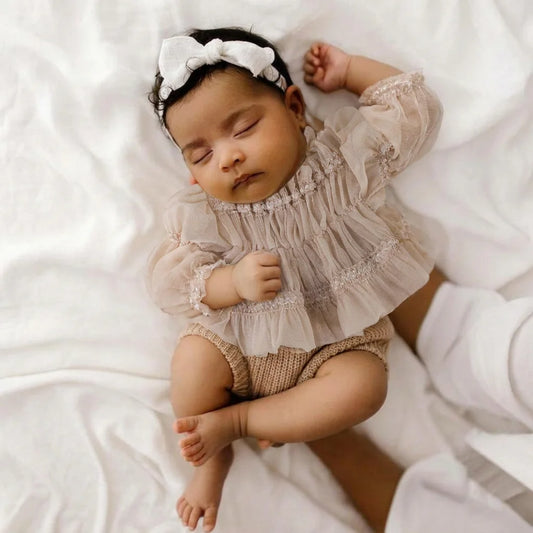 Beige Pleated Chiffon Newborn Photography Set