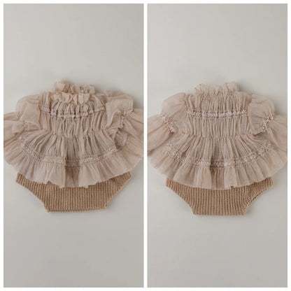 Beige Pleated Chiffon Newborn Photography Set