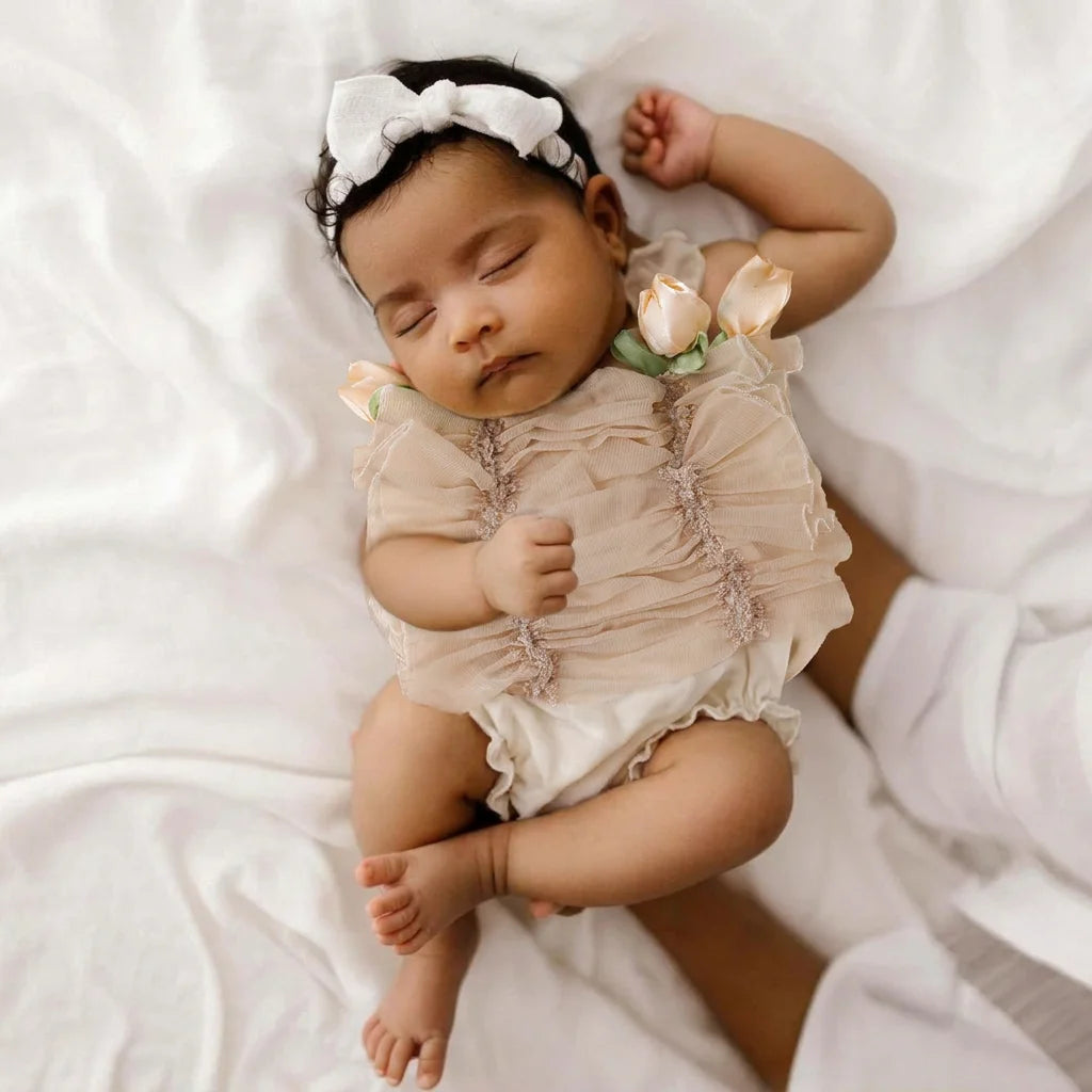 Smocked Chiffon Newborn Photography Set - Ruffled Blouse & Bloomers Outfit