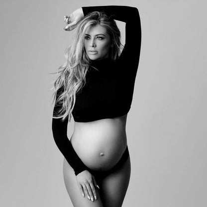 Maternity Stretch Cotton Short T-shirt Set Underwear Clothes Taking Photos