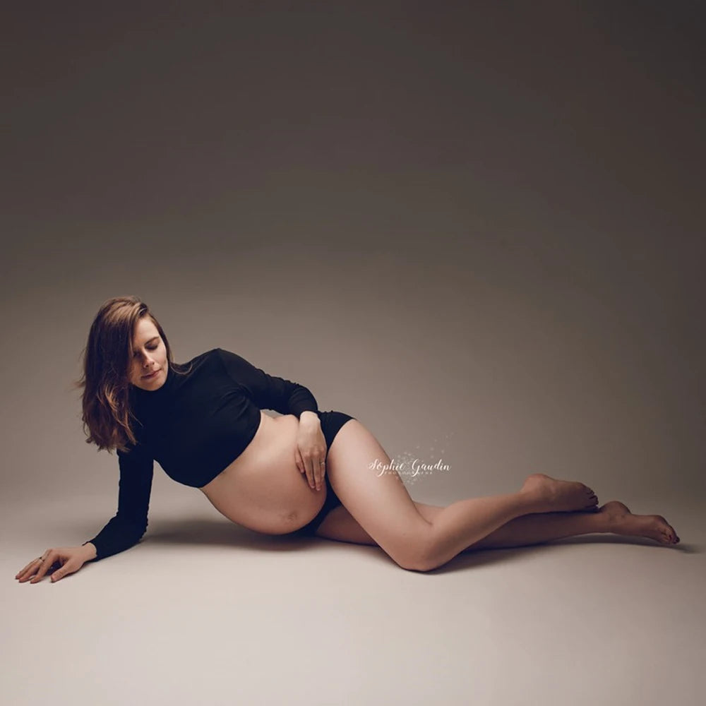 Maternity Stretch Cotton Short T-shirt Set Underwear Clothes Taking Photos