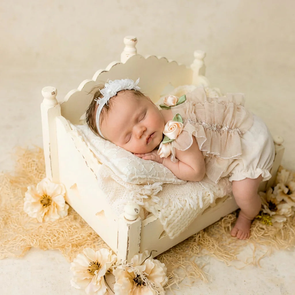 Smocked Chiffon Newborn Photography Set - Ruffled Blouse & Bloomers Outfit
