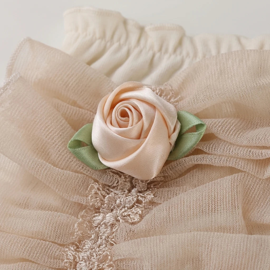 Smocked Chiffon Newborn Photography Set - Ruffled Blouse & Bloomers Outfit