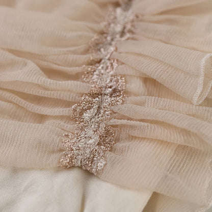 Beige Smocked Chiffon Newborn Ruffle Set