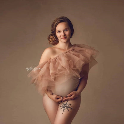 Maternity Transparent Gauze Strapless Pullover Cape Little Gown