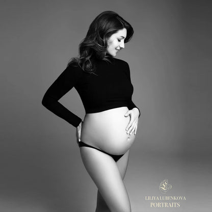 Maternity Stretch Cotton Short T-shirt Set Underwear Clothes Taking Photos