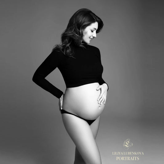 Maternity Stretch Cotton Short T-shirt Set Underwear Clothes Taking Photos