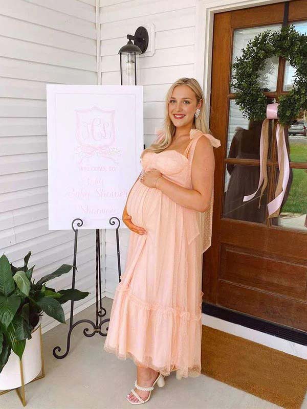 fotobeyou Light Pink Polka Dot Bow Ruffle Falbala Tie-Shoulder A-line Tulle Princess Dress Maxi Dress