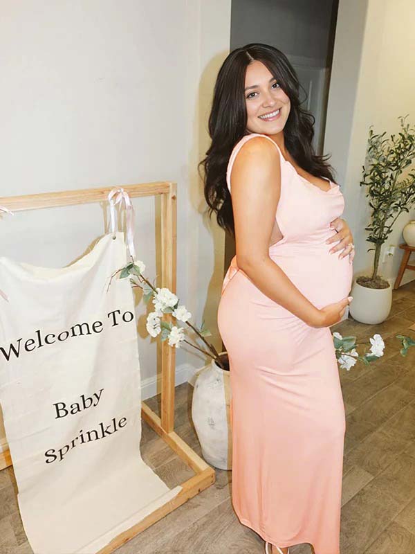 fotobeyou Solid Color Bow Tank Backless Mermaid Elegant Cocktail Party Maternity Baby Shower Maxi Dress
