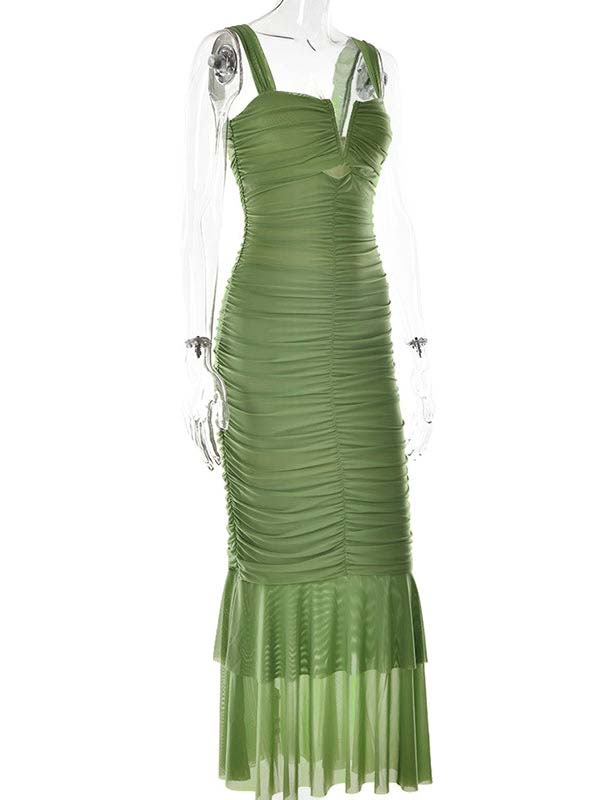 fotobeyou Condole Belt Ruched Bodycon Cut Out Mermaid Sleeveless Babyshower Maternity Maxi Dress